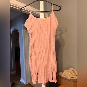 Pink Ribbed bodycon dress